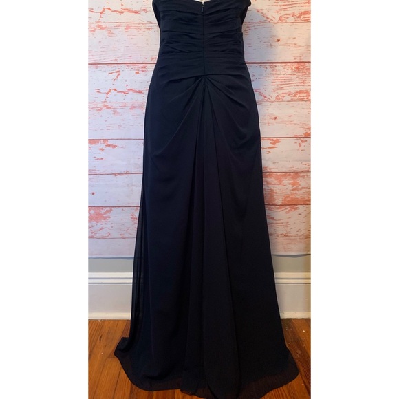 Bill Levkoff Navy Strapless Bridesmaid Dress Style #1121 - Picture 3 of 5